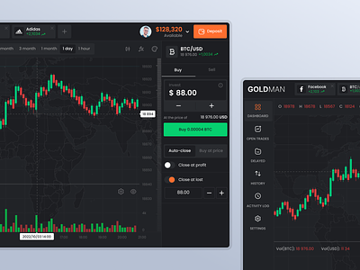 Goldman — crypto service bitcoin branding crypto cryptocurrency dashboard design finance graphs interface investment logo ui ui design ux ux design website