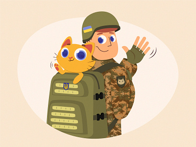 Ukrainian Defenders Day 2d cartoon cat character colorful drawing flat illustration line art lineart soldier ukraine vector