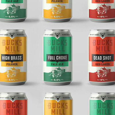 Bucks Mill Brewing Can Design beer beer bottle brew brewery buck can cans detroit lakes illustration lake lakes minneapolis minnesota packaging