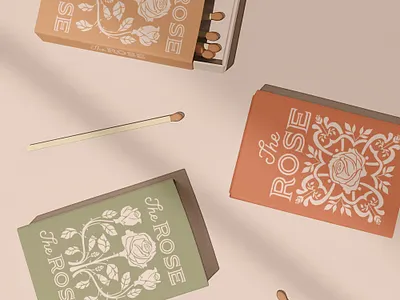 The Rose Matchboxes art nouveau brand identity branding design floral hand lettered hand lettering illustration logo procreate retro rose