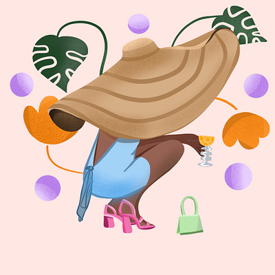 Summertime branding character design femele flat illustration graphic design illustration minimalistic motion graphics summer vector vintage web
