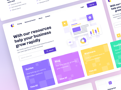 Growthly - SaaS Tech Resources & Help Page analytics app article blog business design guide hero minimal modern newsletter pricing resources saas sales start up tech ui ux website