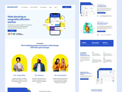 RoundUp App - Homepage app landing page marketing software web design