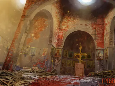 Church ruins afternoon - Environment art illustration