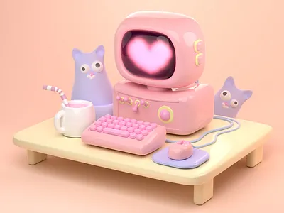 Pastel cats 3D 3d 3d art 3d modeling 3drendering graphic illustration render