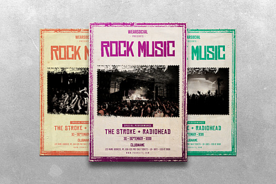 Rock Music Flyer concert design flyer indie music night poster rock template