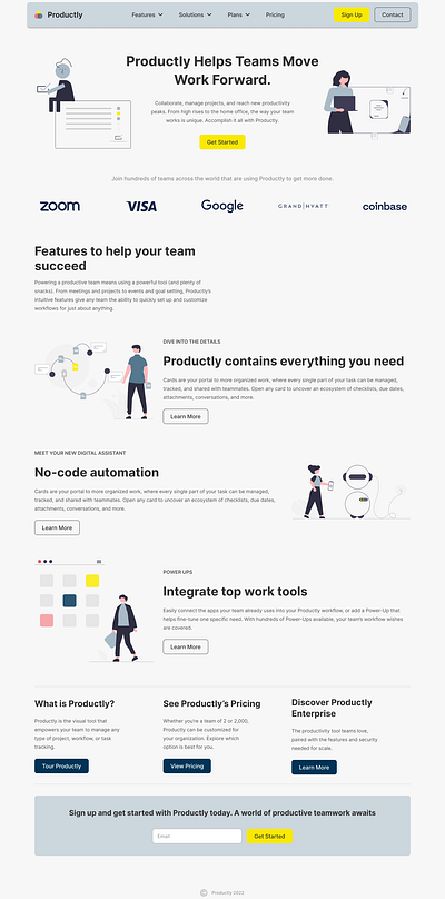 Landing Page for a Project Management Software branding landing page pc saas ui