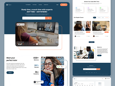 Online Tutoring Landing Page branding courses design landingpage learn tutor tutoring ui ux website websiteforlearning websitefortutoring