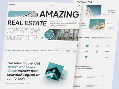 🏠 Wasabee - Real Estate Website Landing Page architect architectural building clean exterior design home house interior design landing page minimalist real estate real estate agency real estate app typography ui ui design uiux web web design website