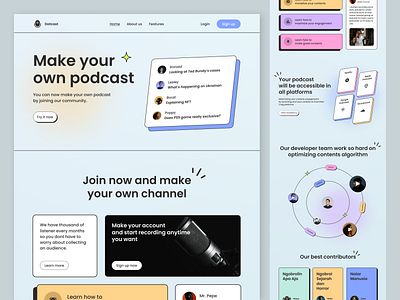 Dotcast - Podcast Landing Page audio brutalism conversation home hosting landing page listening live podcast podcasting sharing stories streaming ui uiux ux web web design