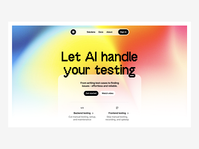 Landing Page: AI Testing ai ai testing animation automation testing branding gradient hero page homepage landing page platform ui design visual design