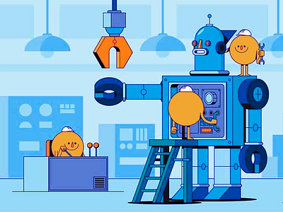 Robot Building - Illustration Design art art design art illustration artist artwork blue palette colorful colorful art creative creative design creativity design digital illustration illustration illustration design robot robot building robot designing vibrant vibrant colors