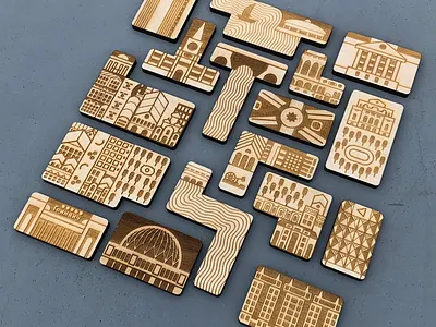 Wooden constructor constructor design illustration laser cut toy wood