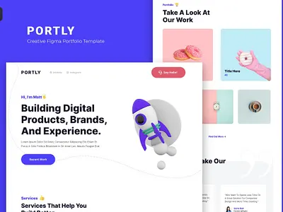 Portly — Figma Portfolio Template app branding design figma finance graphic design insurance landing page motion graphics parallax portfolio portfolio template ui ui design uikit ux ux design web development website