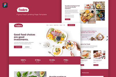 Foodera — Figma Food Landing Page Template app branding design figma finance graphic design illustration insurance landing page motion graphics parallax portfolio portfolio template ui ui design uikit ux ux design web development website