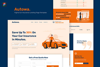 Autowa — Figma Car Insurance Landing Page Template app branding design figma finance graphic design illustration insurance landing page motion graphics parallax portfolio portfolio template ui ui design uikit ux ux design web development website