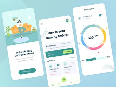 Smart Home Mobile App app branding branding design design figma graphic design illustration logo pastel color ui