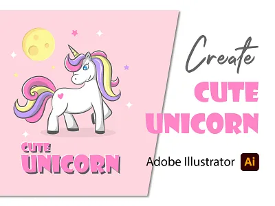 Cute Unicorn vector Illustration baby cartoon cute character cute unicorn doodle draw drawing girl graphic design how to draw illustration illustrator kawaii magical my little pony pony tutorials unicorn vector youtube
