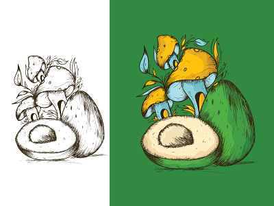 Avocado with Mushroom Illustration drink