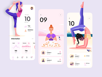 Meditation - Mobile Apps Design animation branding design dribbble best shot exercise figma illustration logo meditation peace ui vector yoga