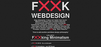 FXXK WEBDESIGN - Writings of a "fed up" developer book cs css design ebook emoji fucking website gif html javascript minimal minimalism website