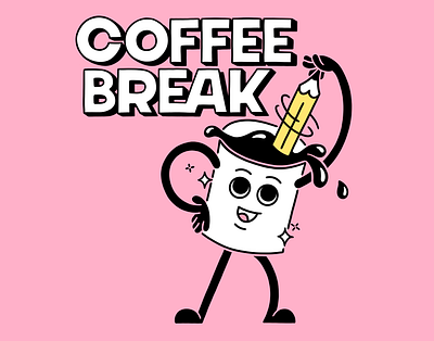 Coffee break branding cartoon character design coffee design graphic design hand lettering illustration lettering lettering artist logo typography