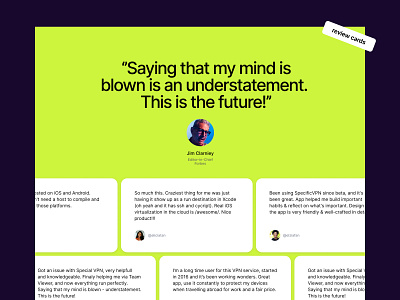 VPN Service | Review Page colours design landing page minimalism review cards typography ui ux web design website