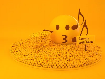 The Emoji Project Main Stage 3d art cart cinema4d clean design emoji emotion emotions graphic design illustration interior mall minimal procreate render spatialdesign visualization yellow