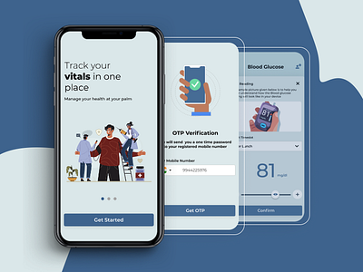 Onboarding Screens - Health Vitals Monitor App app design doctor health app health vitals app illustration mobile app design onboarding screens product design sign up screen ui ux