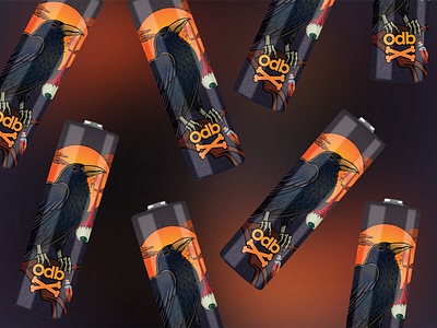 Omerta x ODB Raven battery wrap battery dark raven eyeball illustration mockup moon potion product raven vape vector wrap