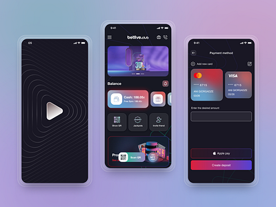 Betlive.club App app appdesign application applicationdesign casino deposit design homepage jackpots mobileapp mobileappdesign payment paymentcard paymentmethod slots ui ux uidesign uiux design uiuxapp ux