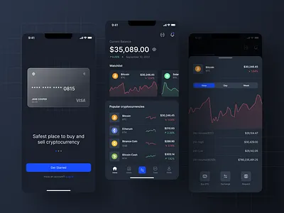 Crypto Mobile Application app application balance bitcoin card crypto currency design etherum figma finance marketplace mobile trading trend ui uiux visual design