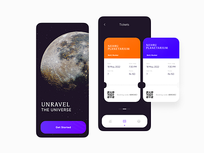 Planetarium ticket booking app ui design figma mobile app planetarium shot ticket booking ui