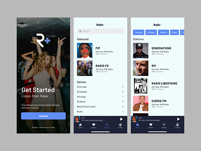 Radio + / App android ios mobile music player radio uiux