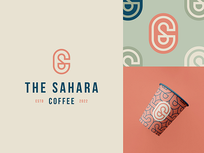 The Sahara Coffee badge branding c cafe clever coffee cup drink elegant fun letter logo luxury monogram nature packaging premuim restaurant s vibrant