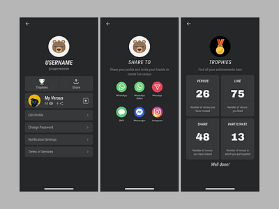 Versus App android game ios mobile ui ux