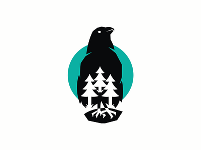 Forest Raven Logo animal business crow fly forest mascot logo nature raven wild