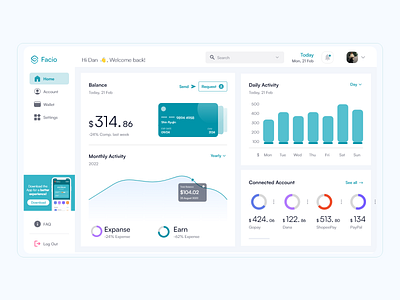Finance / Wallet - Dashboard dashboard dashboard app dashboard design dashboard home dashboard ui finance finance dashboard ui uiux design ux wallet wallet dashboard