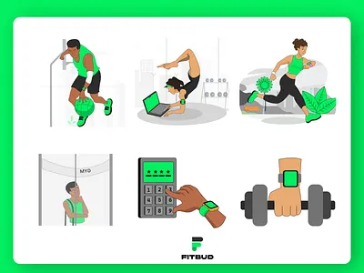 FITBUD illustrations exercise illustrations fitness illustration illustration product design reset password illustrations sign in illustration sign up illustration ui workout illustration