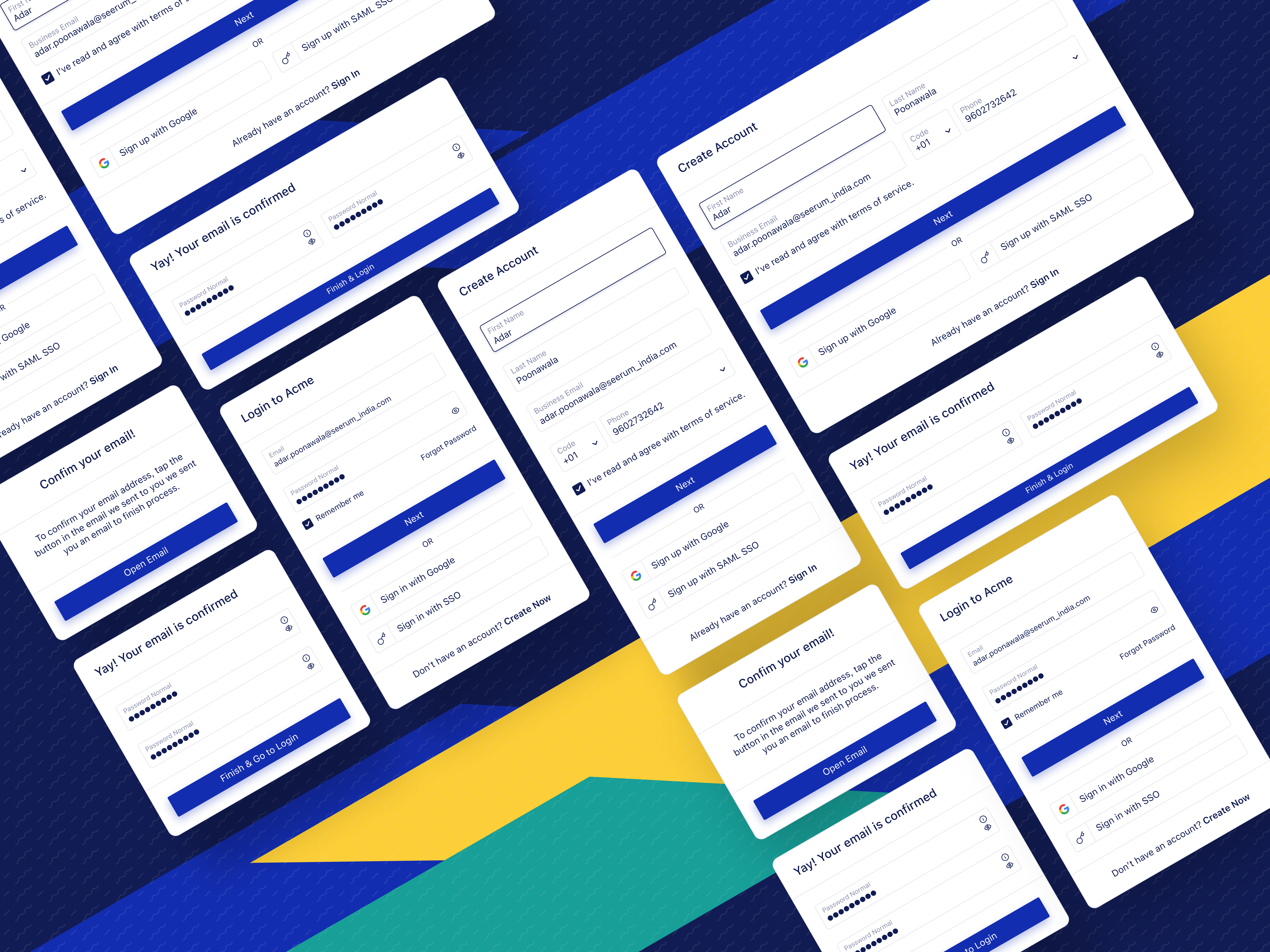 Signup & Logins UI (Cards) create account design form ui interface design logins new user on boarding product login product signup register resgistration ui signup ui ui assets ui cards user experience ux