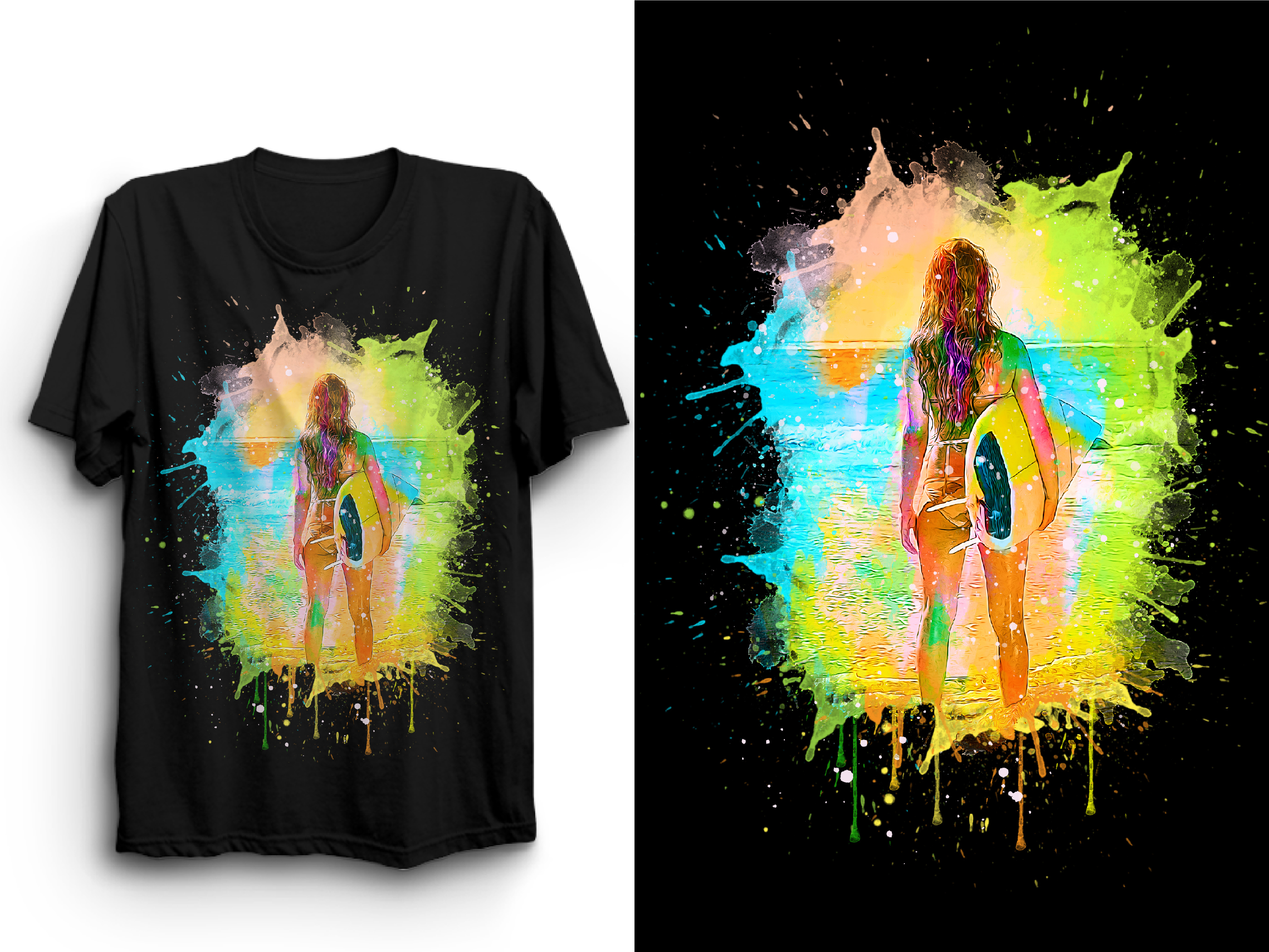 Example of Custom Graphic Watercolor T Shirt Design