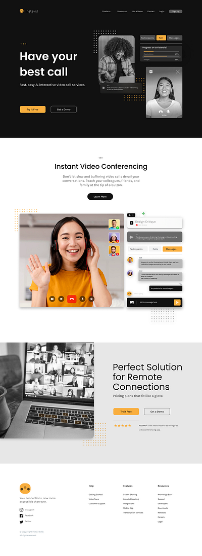 Video Call Web Design call conference landing page video call web design website