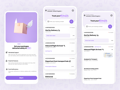 Package Tracker delivery package tracker parcel parcel checker postcode simplistic app ui status
