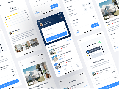 UpHostel – Hotel Booking App app blue booking clean hotel ios minimal mobile uiux