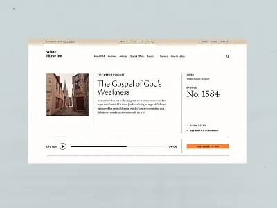 White Horse Inn brand identity podcast page product design web design