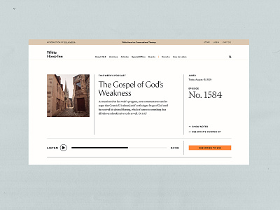 White Horse Inn brand identity podcast page product design web design