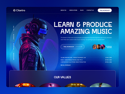 Cilantro - Concept 3d artificial intelligence blue bright concept cyberpunk dailyui desktop gradient lessons mesh midjourney music neon nft ui ux webdesign website workshop