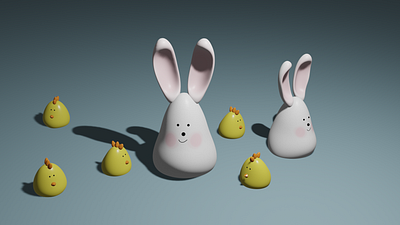 Easter Animals 3D 3d blender character design graphic design