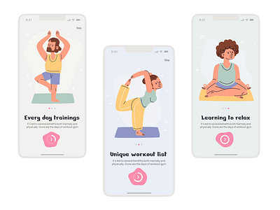 YOGITATION APP🧘‍♀️🧘‍♂️ animation app art bright colors design illustration interface ios lifestyle light meditation mobile training ui ux yoga