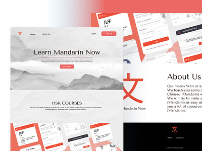Mandarin E-Learning Web Application app branding chinese course design dictionary e learning graphic design hsk learn login logo mandarin modern simple test ui web application